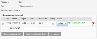 Reservierungsvorschlag
